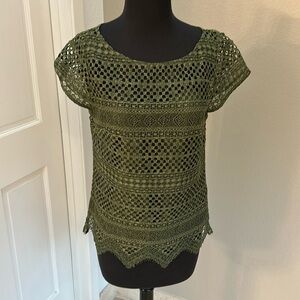 Banana Republic Green Lace Blouse - XS